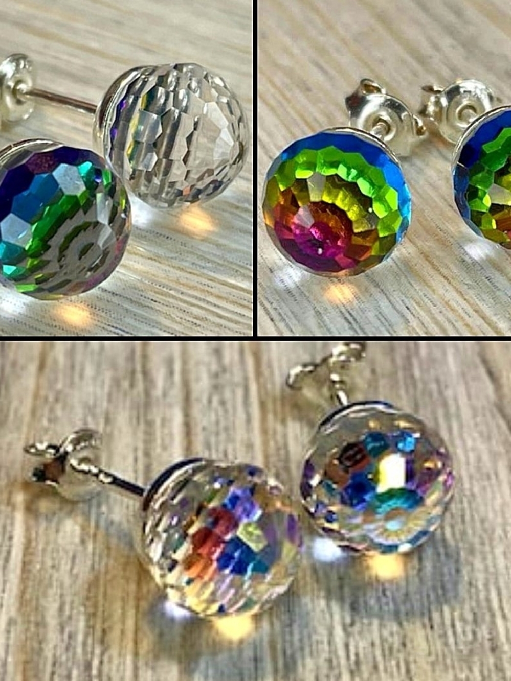 Swarvoski Vitrail Rainbow Crystal Stud Earrings (4mm) - Women Jewelry